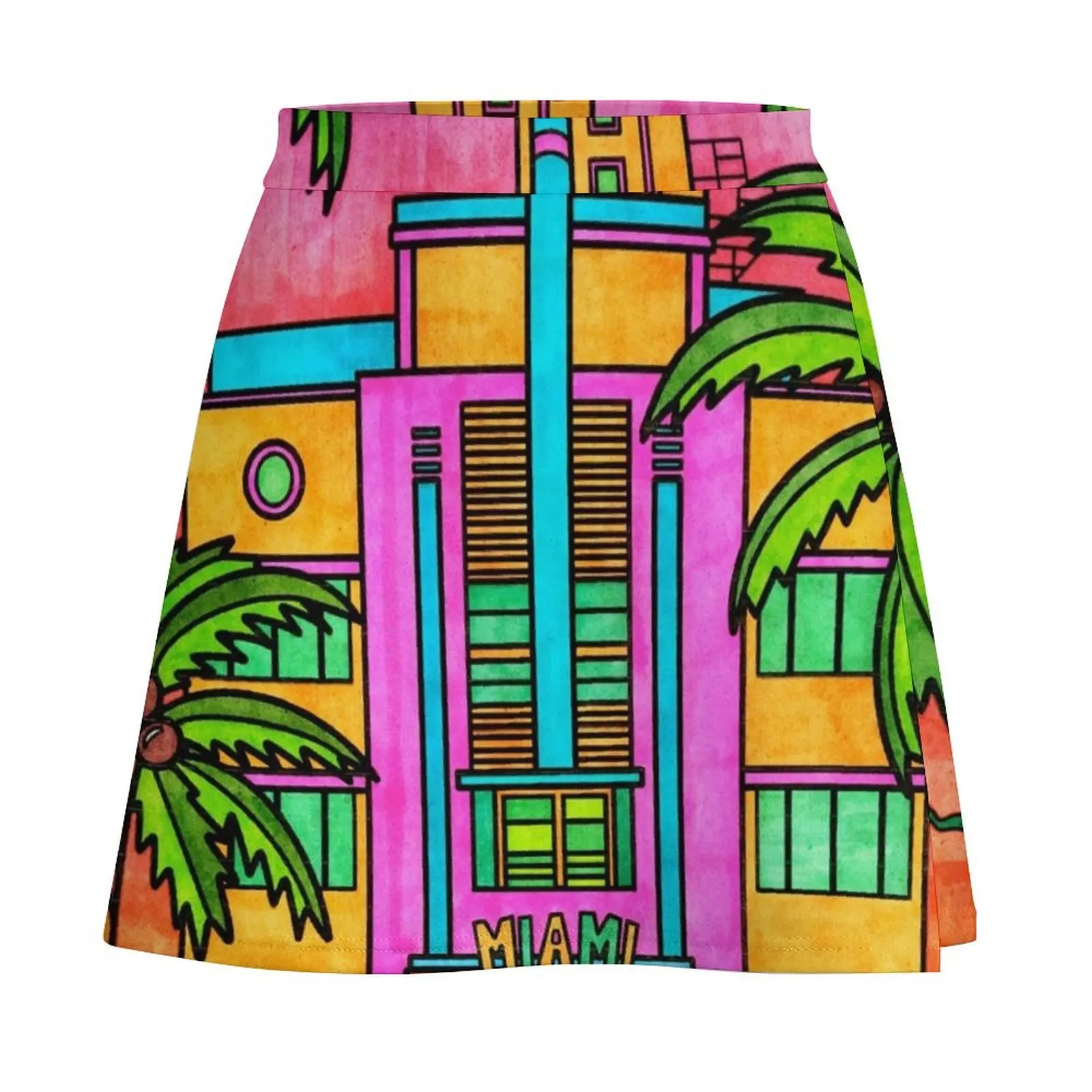 Miami Art Mini Skirt women's clothing korea stylish cute skirt Mini Skirt
