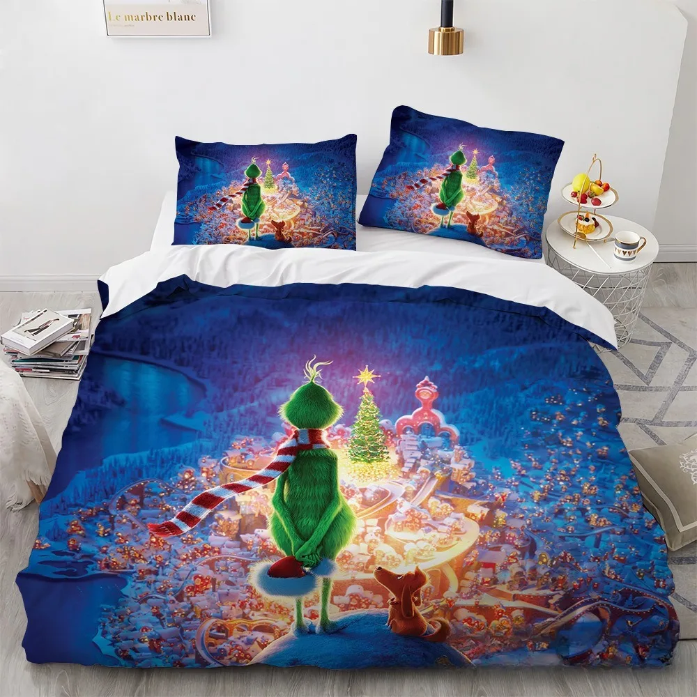 Green Monster G-Grinch Bedding Sets Exquisite Bed Supplies Set G-Grinch Duvet Cover Bed Comforter Set Bedding Set Birthday Gift