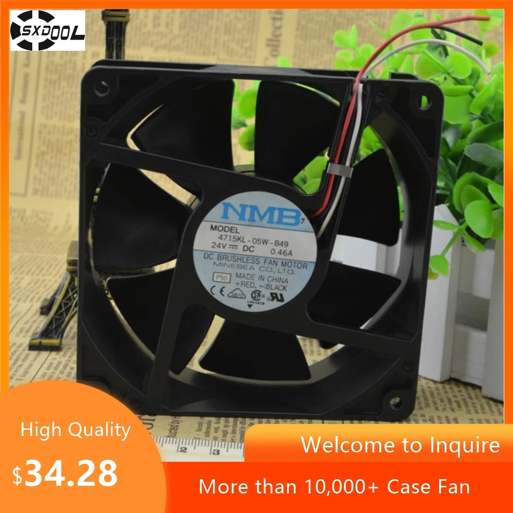 ل NMB 4715KL-05W-B49 24 فولت تيار مستمر مروحة التدفق المحوري 120x120x38 مللي متر للتبريد الثقيل في الخوادم والعاكس والمعدات الصناعية