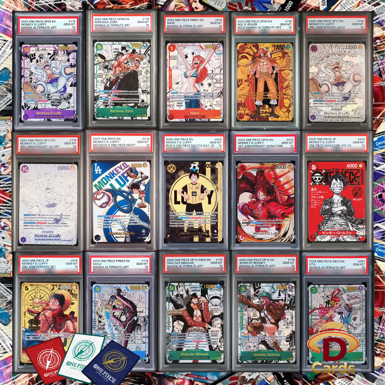

One Piece Card SEC Super Parallel Special Art P/S/A10 GEM MT 10 Foil Card Collectibles Game Anime Replica Proxy Cards (24-Cards)