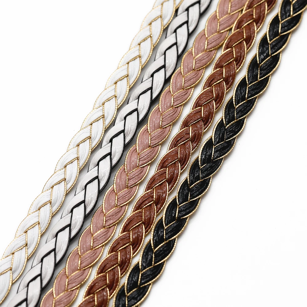 

5 Meter Double Color Woven PU Leather Strap 7mm Flat Braided Faux Leather Rope DIY Necklace Bracelet Jewelry Making Accessories