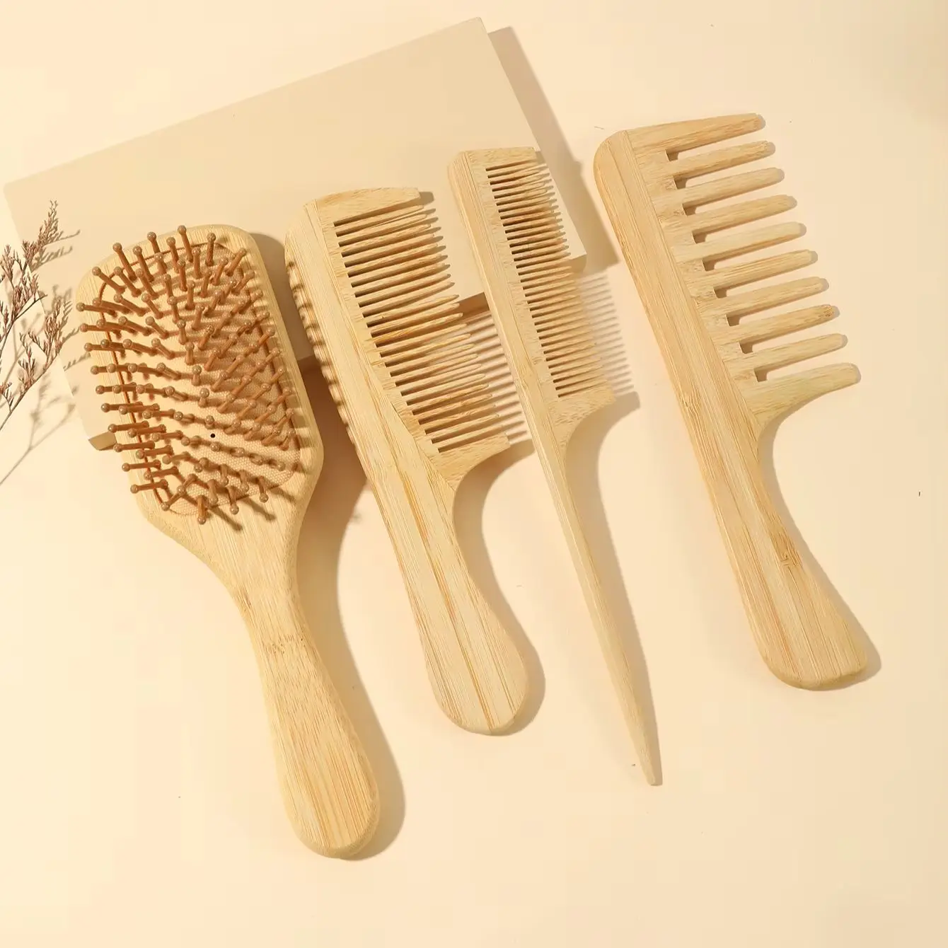 

4pcs/set natural bamboo brush massage airbag comb set scalp massage comb for hair growth Special for real hair wigs