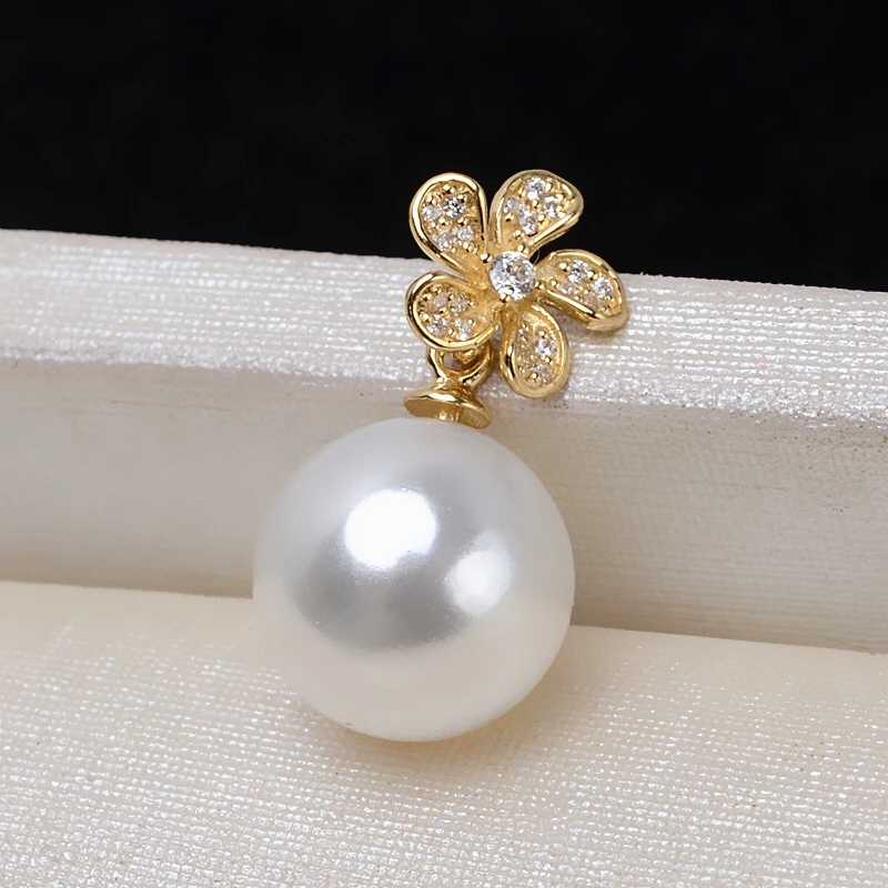 

Flower AU750 18K Yellow Gold Pendant Mountings Findings Jewelry Settings Accessories Base Parts Fittings for 7-13mm Pearl