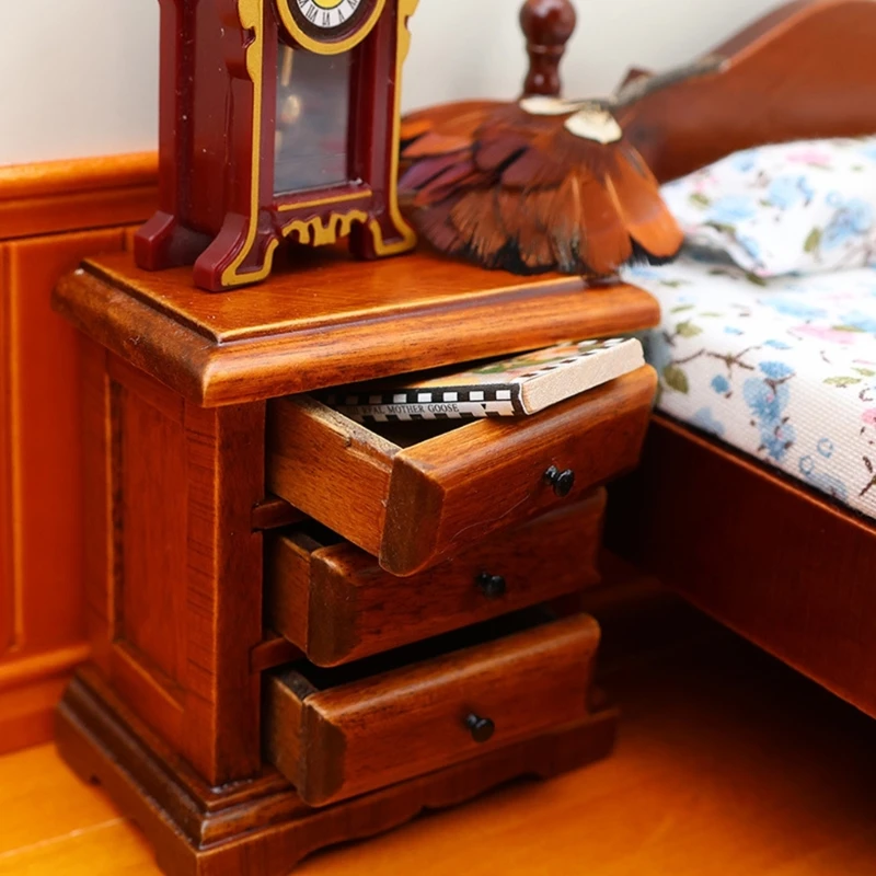 Gabinete miniatura com 3 gavetas funcionais Modelo Feliz para coletores casas bonecas e entusiastas do