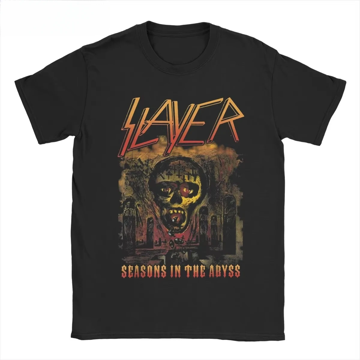 

Slayer Band Season in The Abyss T-Shirts for Men Women Round Neck Pure Cotton T Shirt Short Sleeve Tee Shirt Plus Size Tops