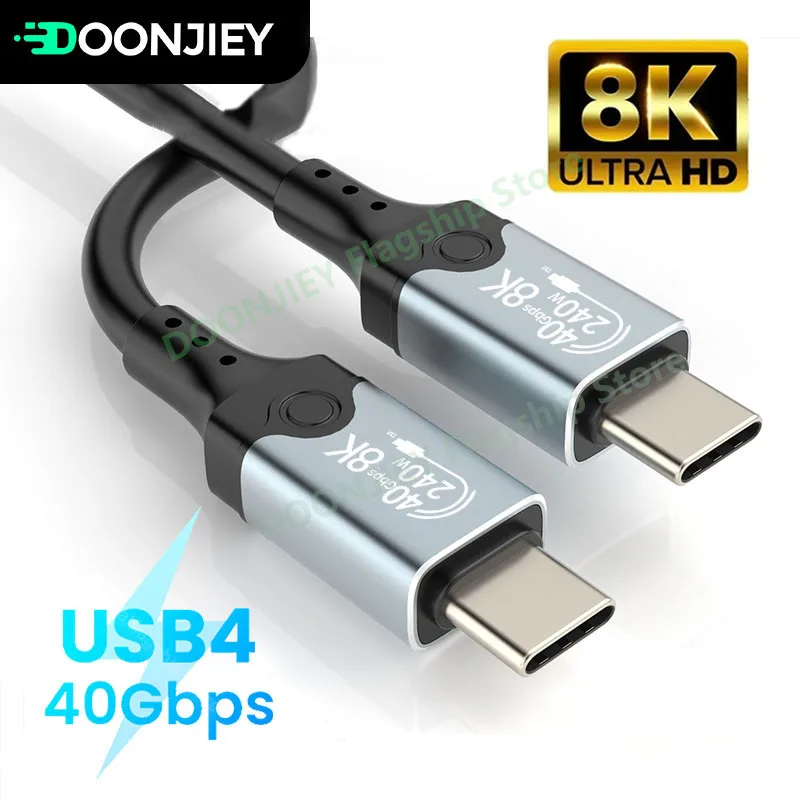 

PD 240 Вт 40 Гбит/с USB4 кабель 8K @ 60 Гц Thunderbolt 4 USB Type-C сверхскоростной кабель передачи данных для iPhone 15 Macbook PS5 Nintendo