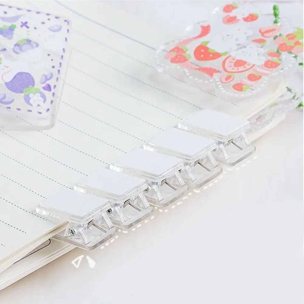 10 Pcs/Set Cute Transparent Clip Gift Stationery Fixed Clip Learning Office Decoration Paper Folder Binder School Supplies