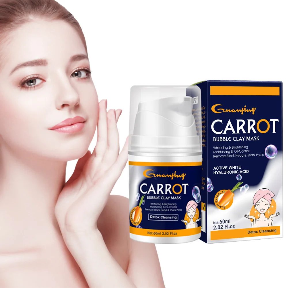 60ml Carrot Bubble Moisturizing Deep Cleansing Mud Mask Facial Hydrating Brightening Clean Pore Bubble Hydrating Mud Mask