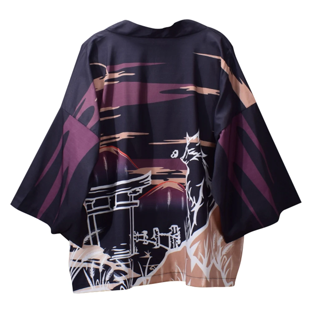 Men Women Kimono Cardigan Robe Fox Summer Loose 3/4 Sleeve Sun Protection Garments Coat Clearance sale Wholesale Drop shipping