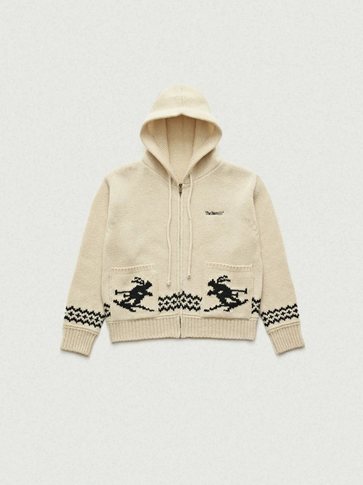 الرجعية بارنيت ثمانية الحليب سترة مقنعين التزلج سستة مفتوحة سترة المرأة أعلى خمر Sle تخفيف الصوفية طول منتظم