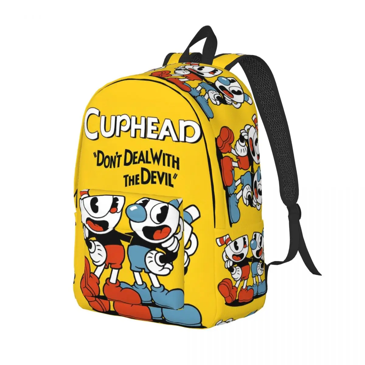 Cuphead Backpack for Men Women Casual High School Work Daypack Great Retro Game Laptop Shoulder Bag Durable