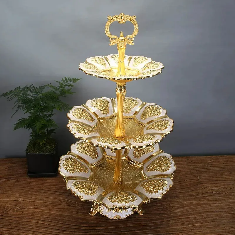 European wedding three layer fruit tray, wedding cake rack, dried fruit tray, party dessert rack