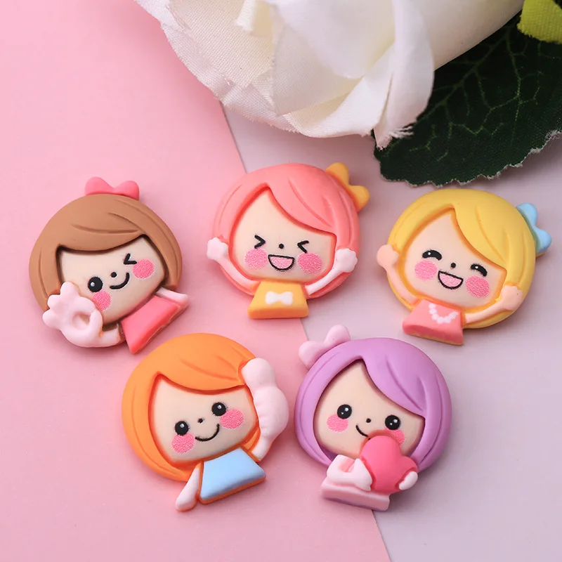 

20pcs Resin Flat Back Cabochon Cartoon Girl Kawaii Baby Embellishments for Christmas Jewelry Making Decoration Accessories Charm