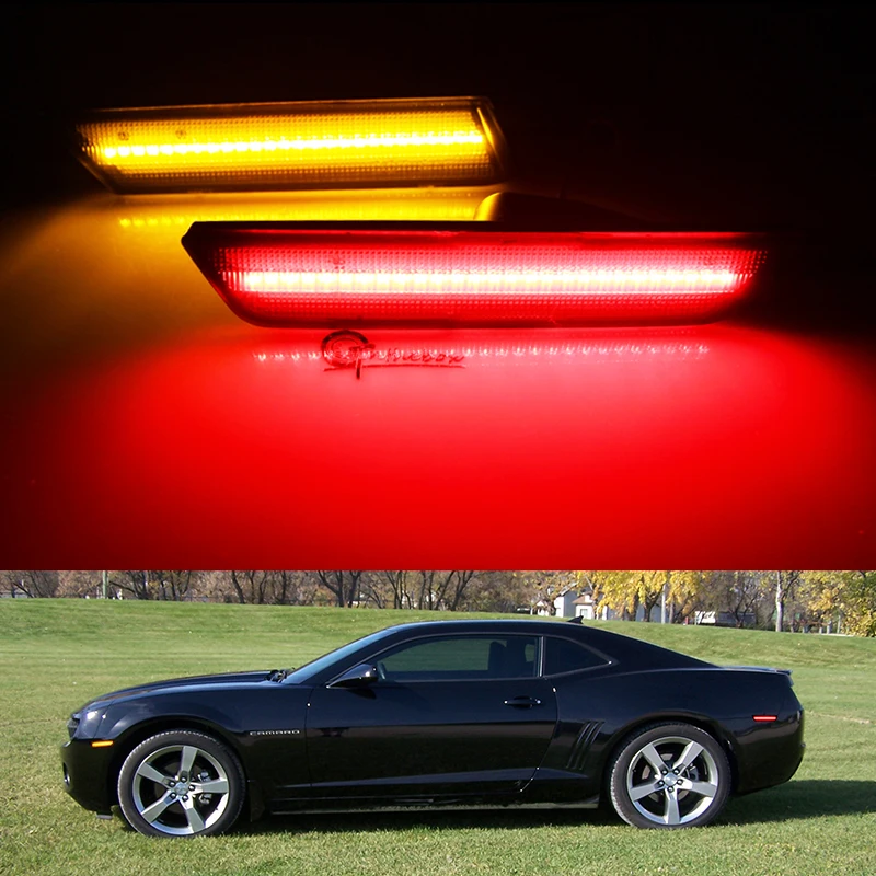 iJDM Amber/Red Front/Rear bumper Full LED Side Marker Light Kit For Chevy Camaro,Replace OEM Turn SignalLights/Driving Lights