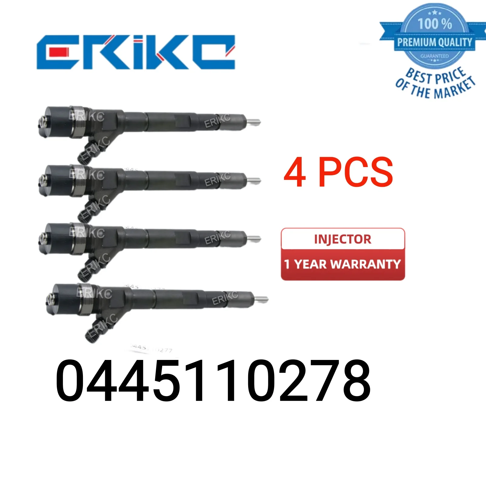 4 PCS 0445110278 Diesel Fuel Injector 0 445 110 278 Injector Assy 0445 110 278 Original Fuel Injector 33800-4A600 for HYUNDAI