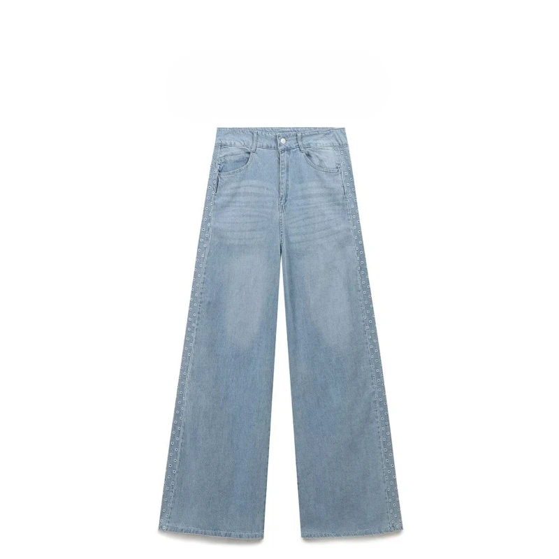 

Autumn Winter New Stylish Women's Pants with Style for Autumn Winter Classic High-waisted Loose Jeans with Cutout Embroidery
