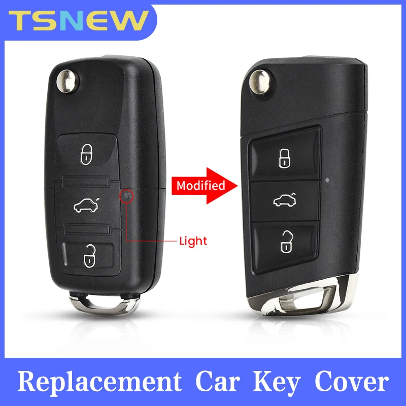 

Для Volkswagen VW Polo Passat B5 Golf MK5 Beetle модифицированный флип-брелок с дистанционным управлением, 3-кнопочный сменный чехол для ключа автомобиля