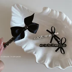 Fashion temperament rhinestone bow duck bill clip high-end bangs side broken hairpin one-word hairpin hair accessories new