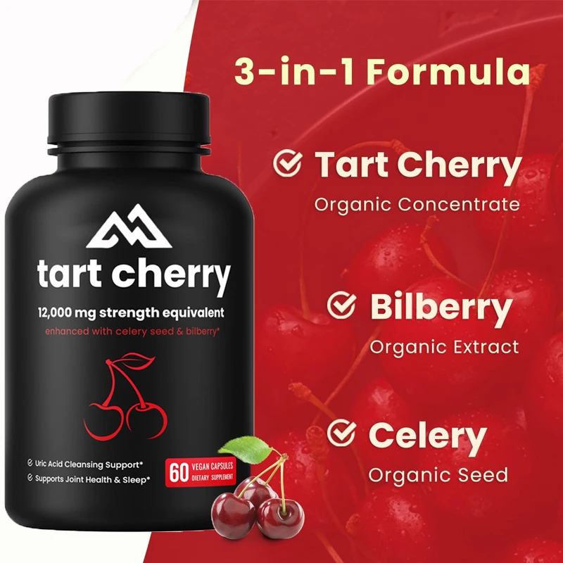 

1200mg high-quality uric acid cleaner containing cranberry fruit and celery seeds for joint support, 60 capsules of sour cherry