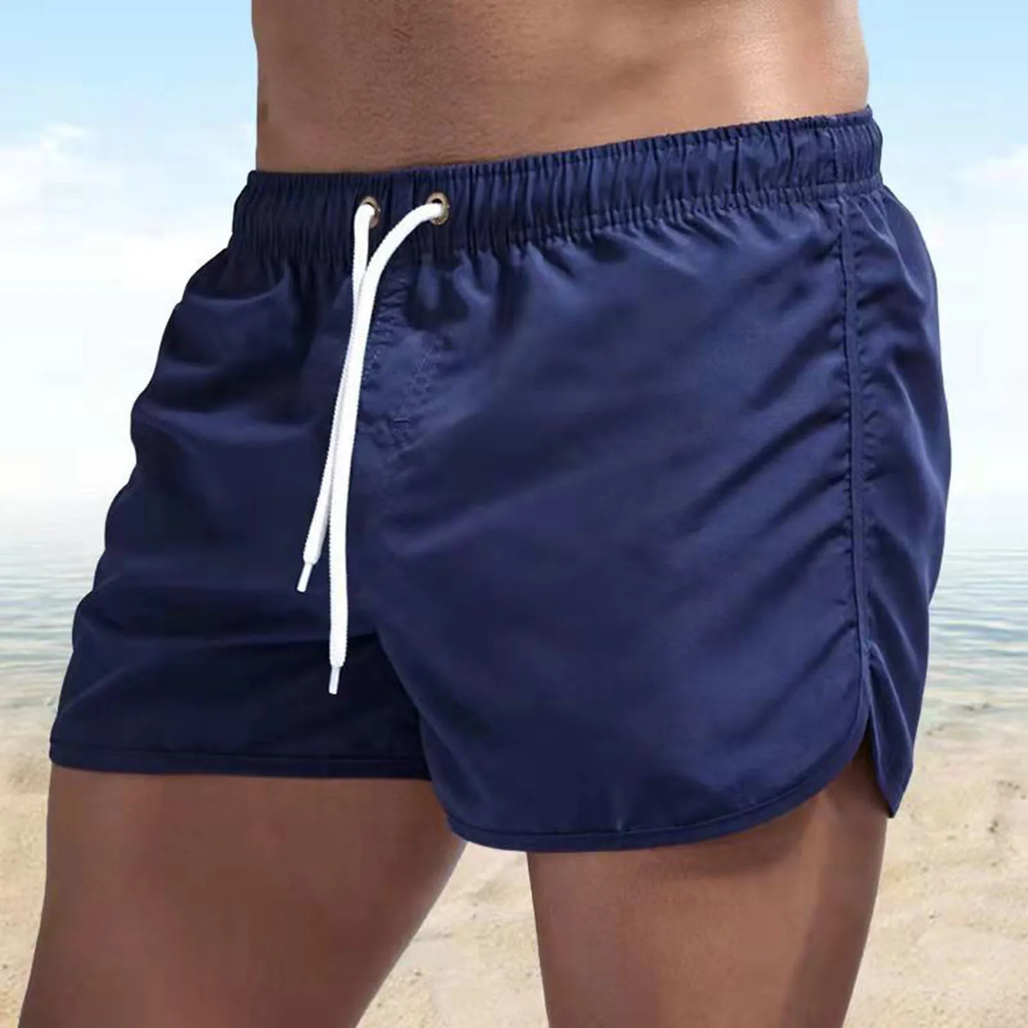 Summer Hot Shorts Men\'s Solid Color Shorts Men\'s Loose Breathable Casual Open Crotch Convenience Pants Beach Sports Pants Large