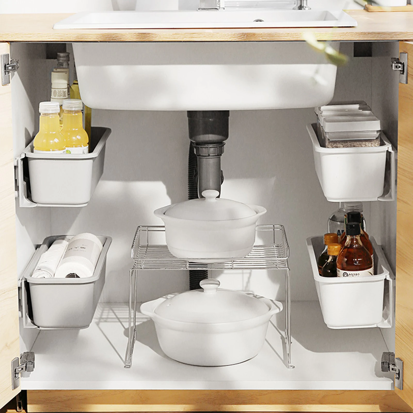 1 set Drawer Storage Box Kitchen Organizer Multifunctional Plastic Pantry Bins Condiment Holder Sundry Sorting Container Cutlery