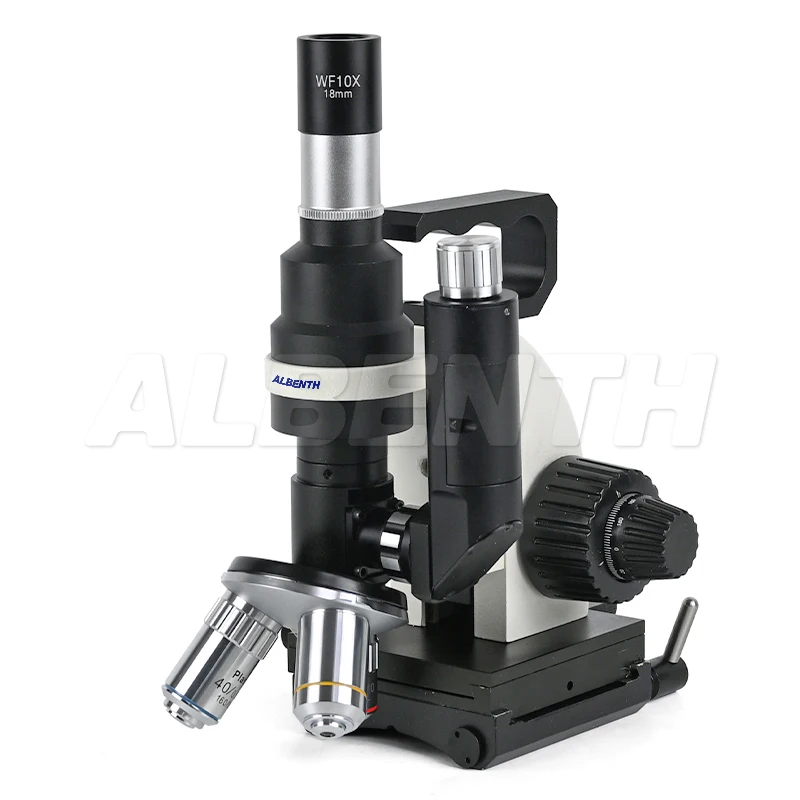 

Albenth 40X-400X Hand Held Portable Metallurgical Microscope With Plan achromatic Metallurgical objective Adjustable LED Light