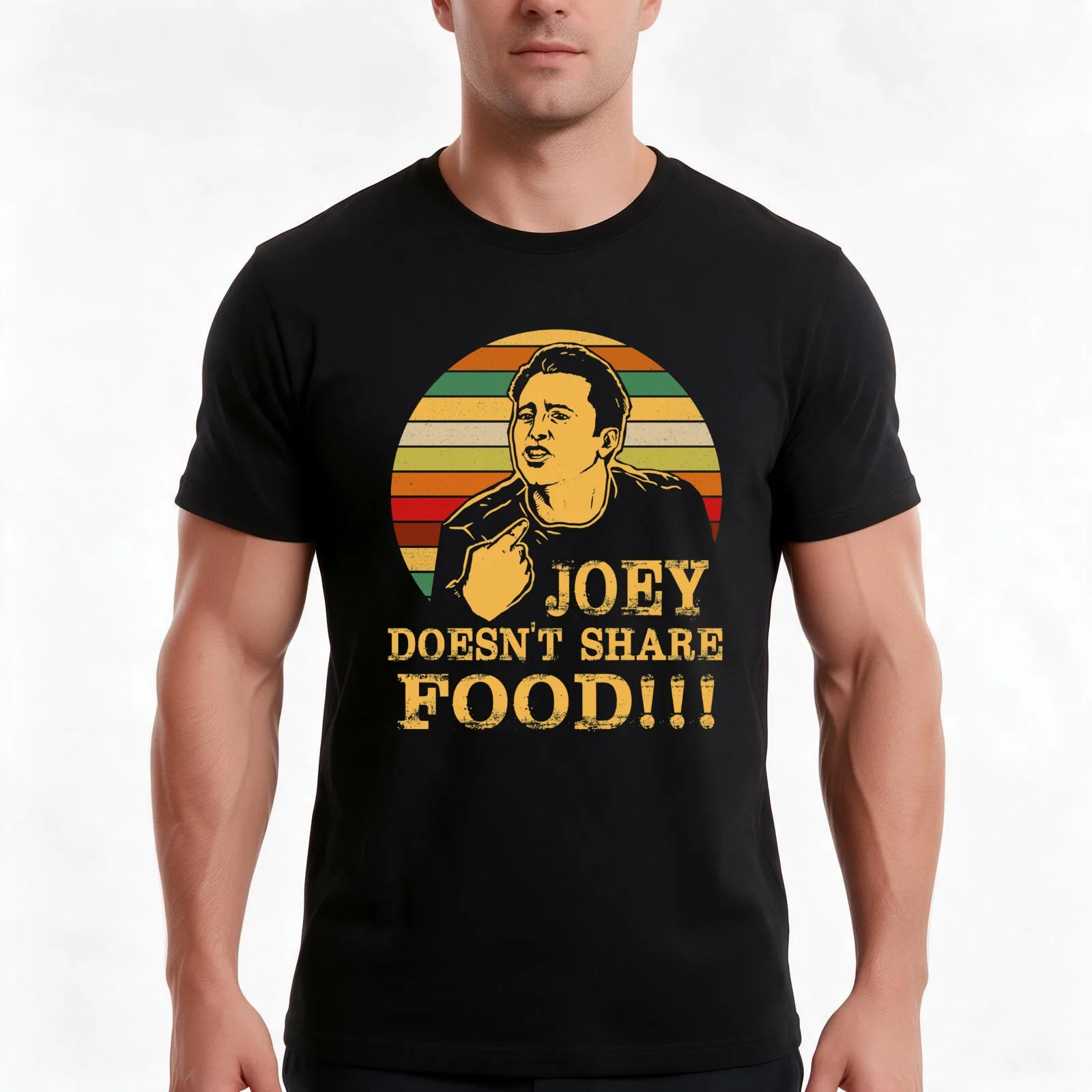 Funny Joey Doesn't Share Food T-Shirt, Summer Casual Cotton Tee, Oversized Streetwear Tops, Vintage Graphic Print, 100% Cotton