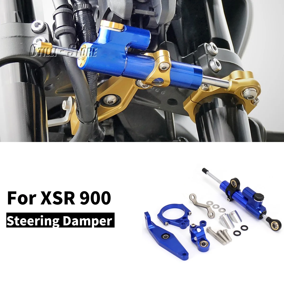 

New Motorcycle CNC Aluminum Damper For YAMAHA XSR900 XSR 900 xsr900 xsr 900 Adjustable Steering Stabilizer Bracket Mount Kit