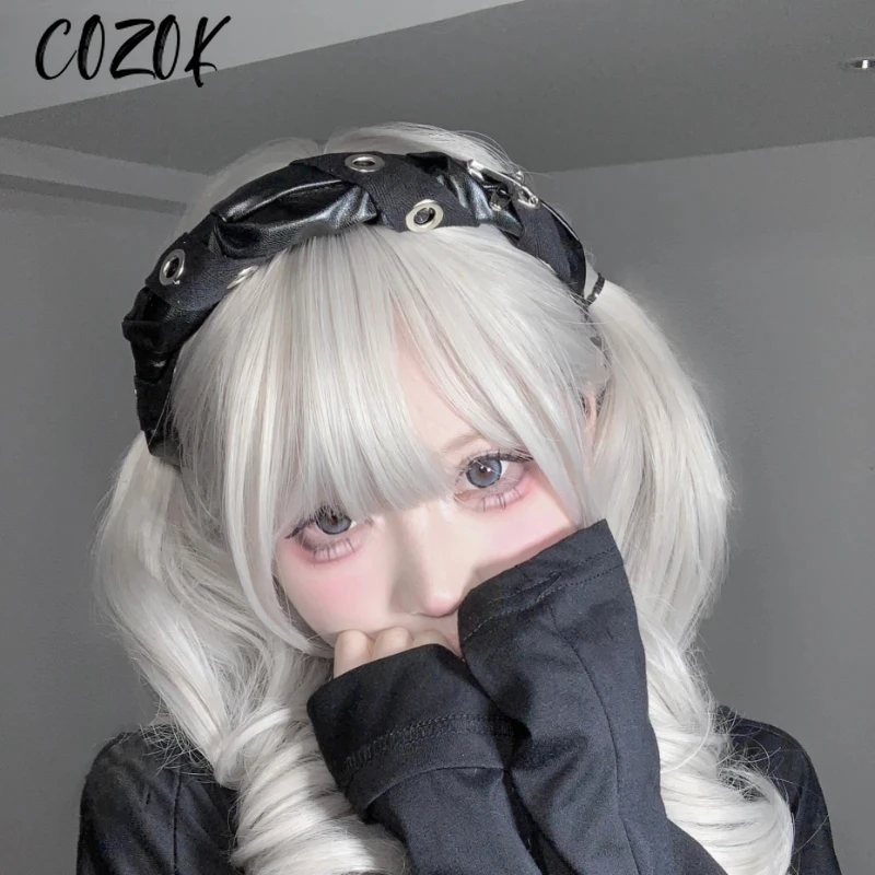 Japanese Original  Mine Headband Sub-Culture Women's Black Headdress Dark Goth Sweet Cool Hot Girls Twine Grip Leather Hairband