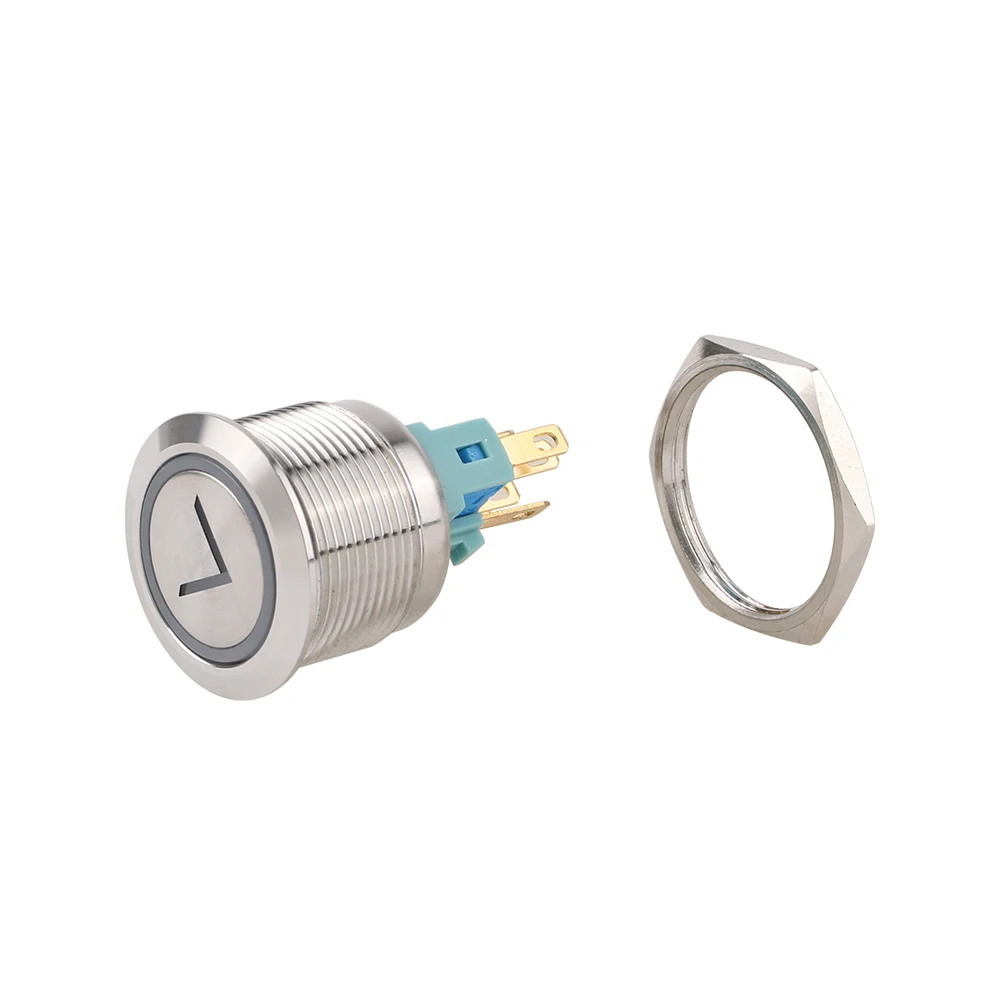 22mm Metal Latching Momentary Horn Push Button Switch LED Light Car Auto Power 3V 6V 12V 24V 220V Waterproof Ring LED Arrow led