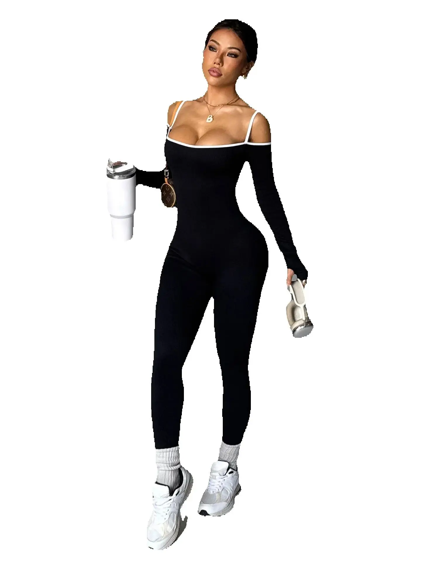 JHJN Naadloze dameskleding Oefening lange mouwen Yoga strapless jumpsuit Fitness nauwsluitend yogapak zonder rug