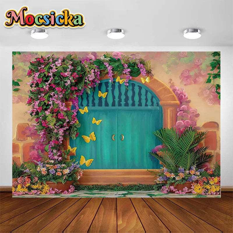 

MOCSICKA Watercolor And Oil Paintings Art Photography Backgrounds Flowers Wooden Doors Little Girls Birthday Party Decor Banners