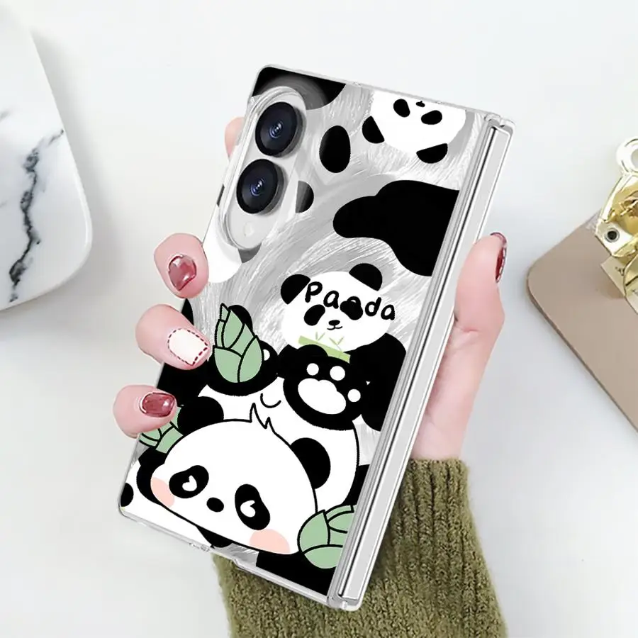 Case for Samsung Galaxy Z Fold 8 ZFold 8 PC Hard Luxury ZFold8 Phone Funda Cute Panda