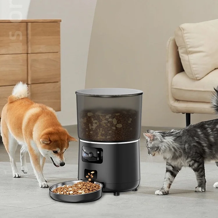 

TUYA WiFi Smart Automatic Cat Dry Food Dispenser with Remote & Pet Bowls 4L Capacity Battery Powered Video App Compatible