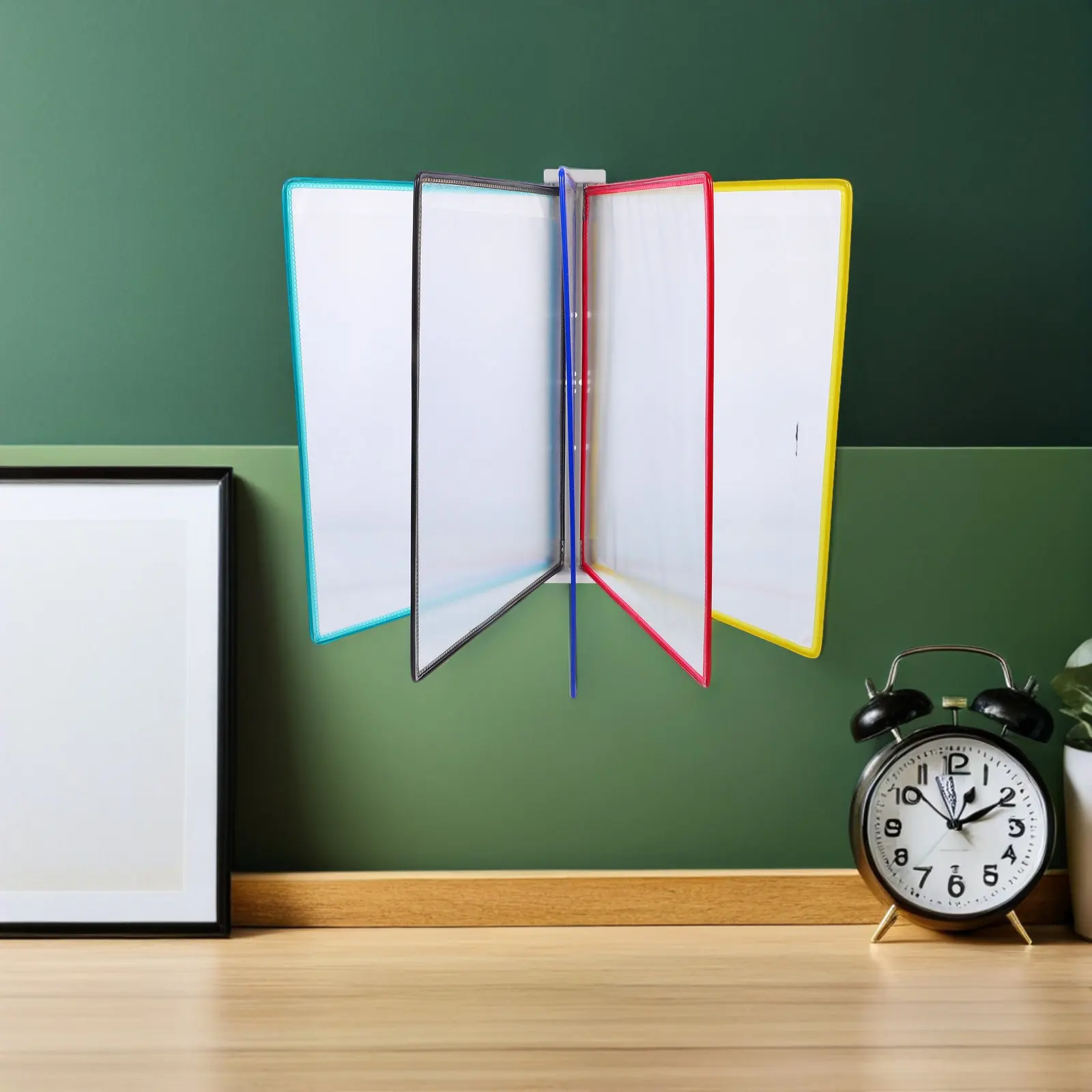 

Wall Mounted A4 File Folder Holder 5-Page Flip Document Rack Magazine Display Organizer for Office Classroom Public Spaces
