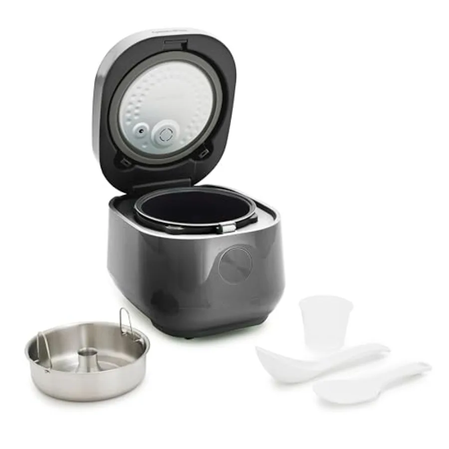 

Мультиварка для риса на 8 чаш (4 чашки при варке), режим низкоуглеводного супа, 10 предустановленных программ приготовления в одно касание, керамическая паровая корзина без ПФАС, Fuzzy Log