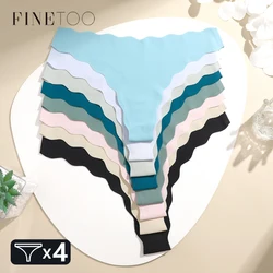 4pcs Seamless Knitting Underwear Women Ultra-Soft Panties Sexy Breathable Solid Thongs Female Low Waist Stretchy G-String T-Back