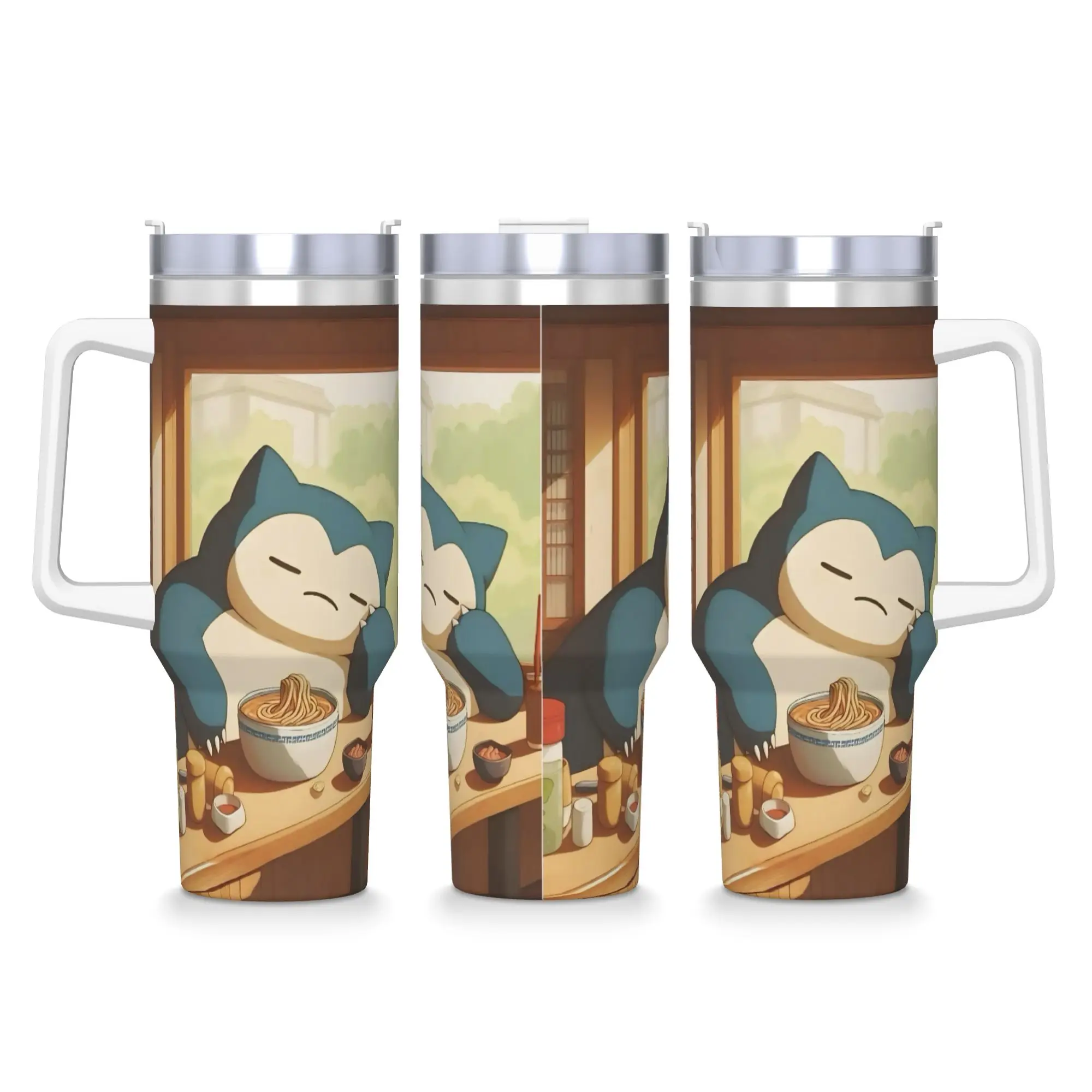 Snorlax More Sleep Please Stainless Steel Tumbler  Thermal Cups With Straws and Lid Large Car Mugs Cold and Hot Water Bottle