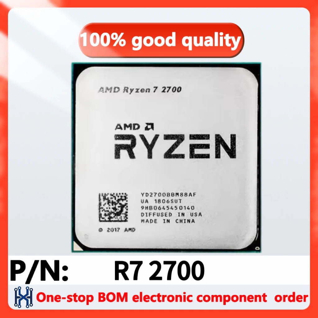 1pcs/LOT  AMD Ryzen 7 2700 R7 2700 3.2GHz Eight-Core Sixteen-Thread   Processor L3=16M 65W YD2700BBM88AF Socket AM4