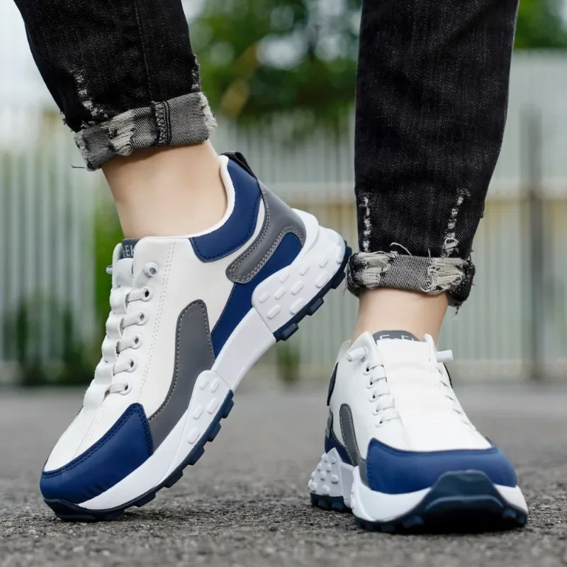 Fashion 2023 Cross-tied Men's Vulcanize Shoes New Sewing Hot Sale Round Toe Casual Breathable Anti-slip Outdoor Classic Sneakers image 2