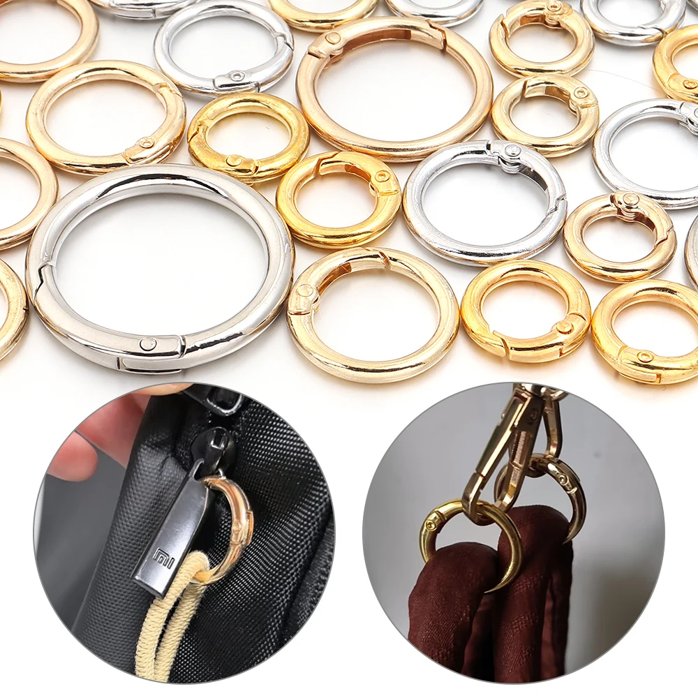 5-10 Stück Metall-O-Ring-Federkarabiner, zu öffnender Karabinerhaken, Schnallenverbinder für DIY-Schlüsselanhänger, Taschenclip, Schmuckherstellung – Detail 4