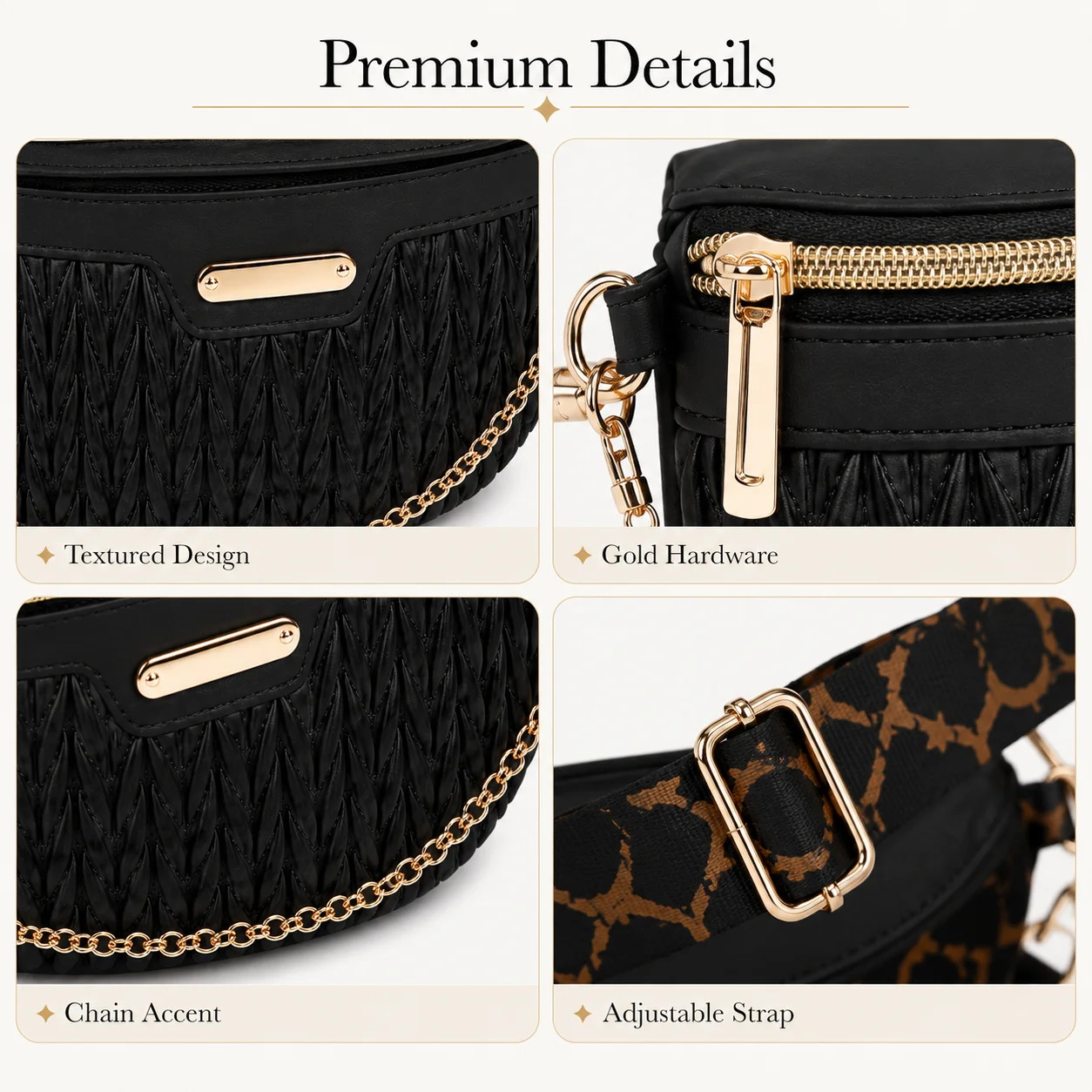 กระเป๋าคาดเอวผู้หญิงแบบควิลท์พ - Chain Crossbody Quilted บทวิจารณ์และราคา