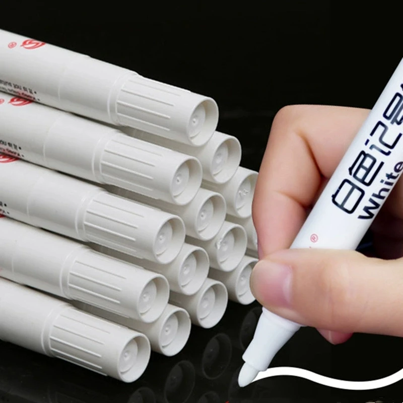 

3/5/6 Pcs Oily White Marker Pen 2.5mm Oily Waterproof White Gel Pens Writing Drawing Graffiti Stationery Wrting School Supplies
