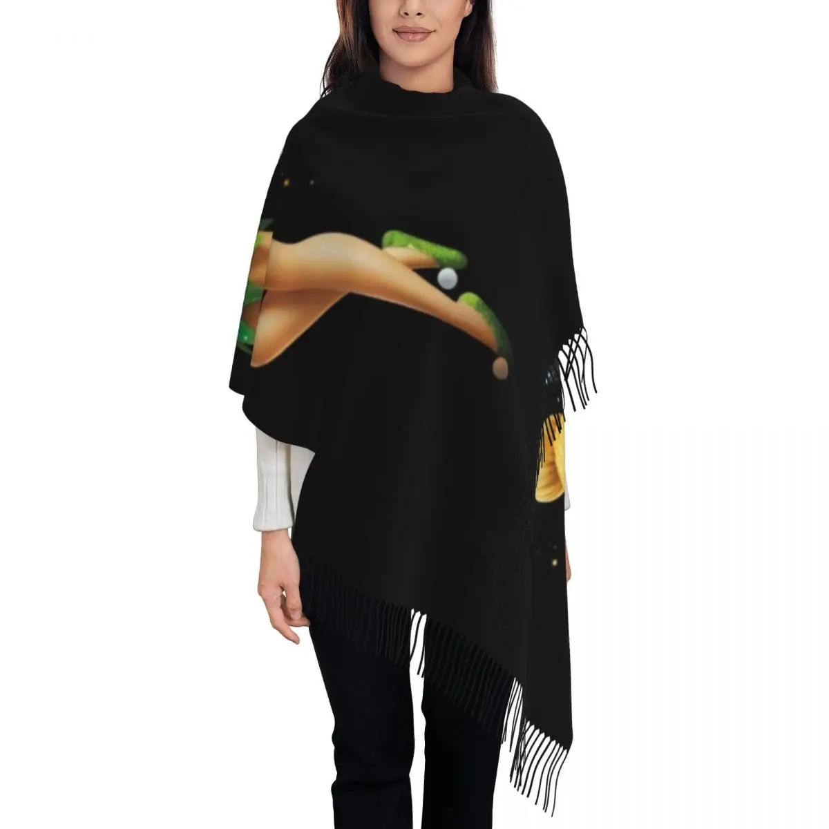 

Custom Tinker Bell Cartoon Tassel Scarf Women Soft Shawls Wraps Female Winter Scarves