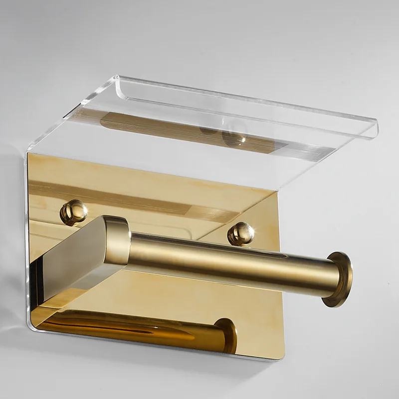 

Gold Bathroom Paper Towel Rack Aluminum Wall Toilet Paper Roll Holder Black/Chrome Toilet Paper Holder Mobile Phone Holder