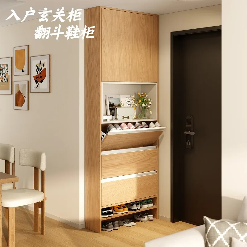 The new ultra-thin model enters door, tipping bucket shoe cabinet, and entrance cabinet is integrated. thin househol