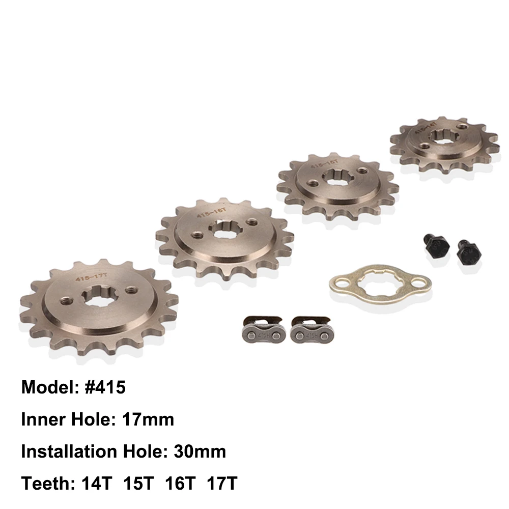 

Motorcycle Front Engine #415 Sprockets 14/15/16/17 Teeth With 415H Master Connector Links For Motorized Bicycle Moped Parts
