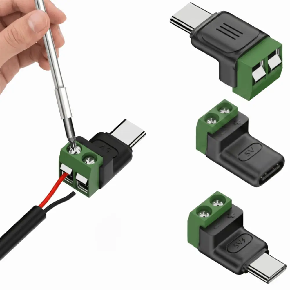 Type C to 2 Pin USB C to 2 Pin Adapter 5V Charging Crimp Terminal Type-C Male Adapter No Solder Quick Connector