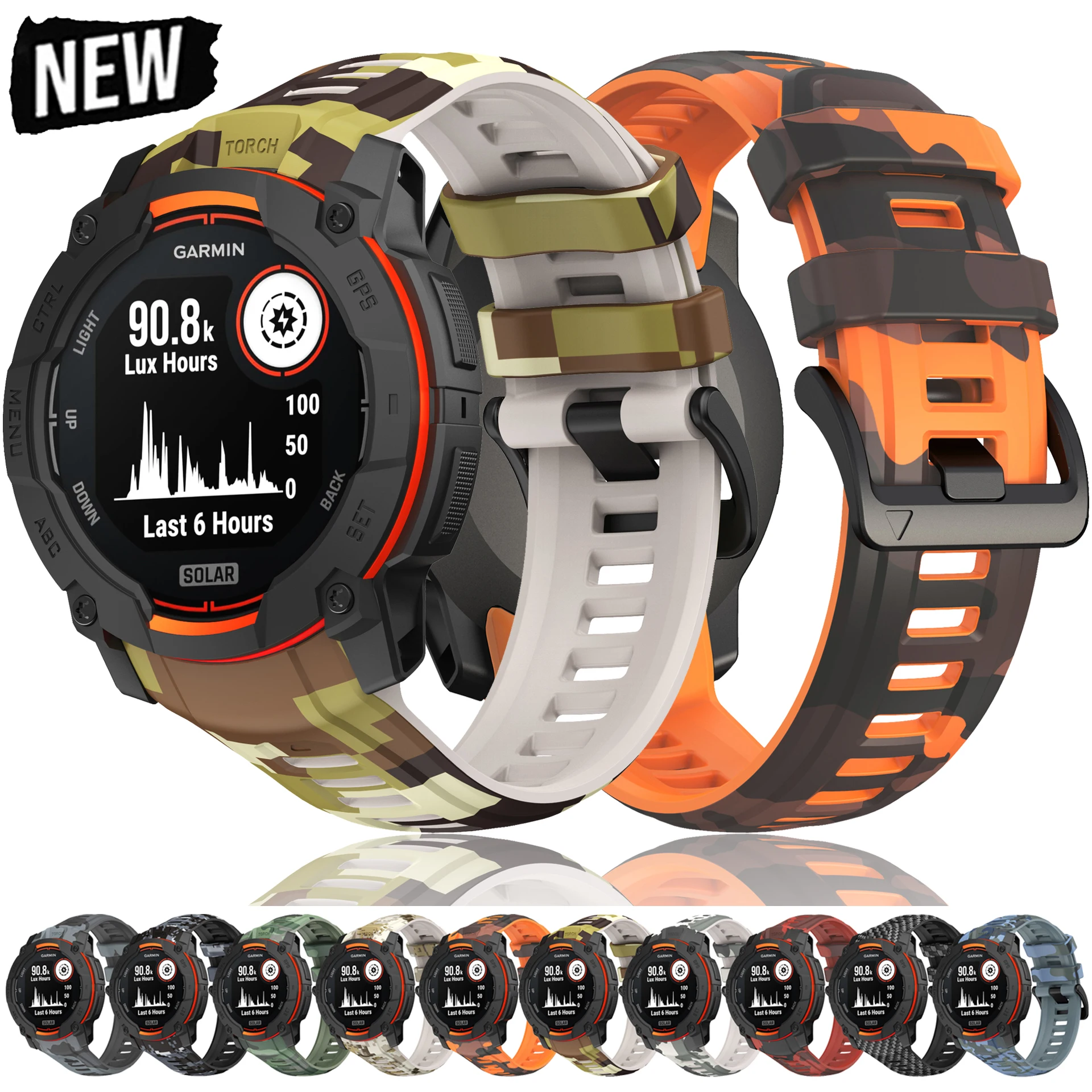 

Camouflage Print Silicone Watch Straps for Garmin Instinct 3 50MM 45MM Sport Watchband Bracelet for Garmin Instinct 3 Women Men