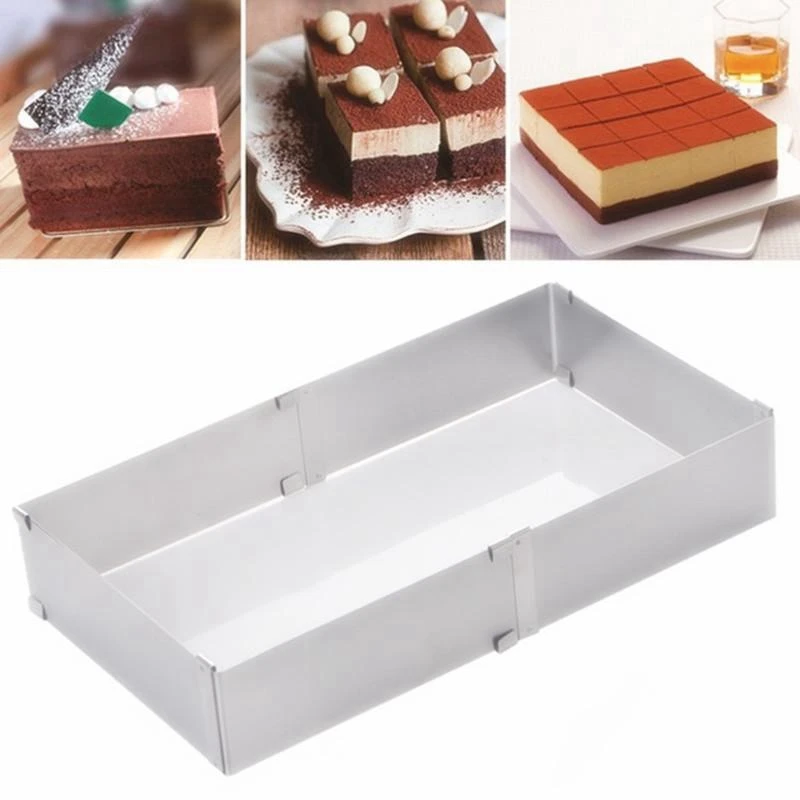 

ABLL-Adjustable Stainless Steel Cake Square Mold 15-28Cm Chocolate Mousse Circle Baking Accessories